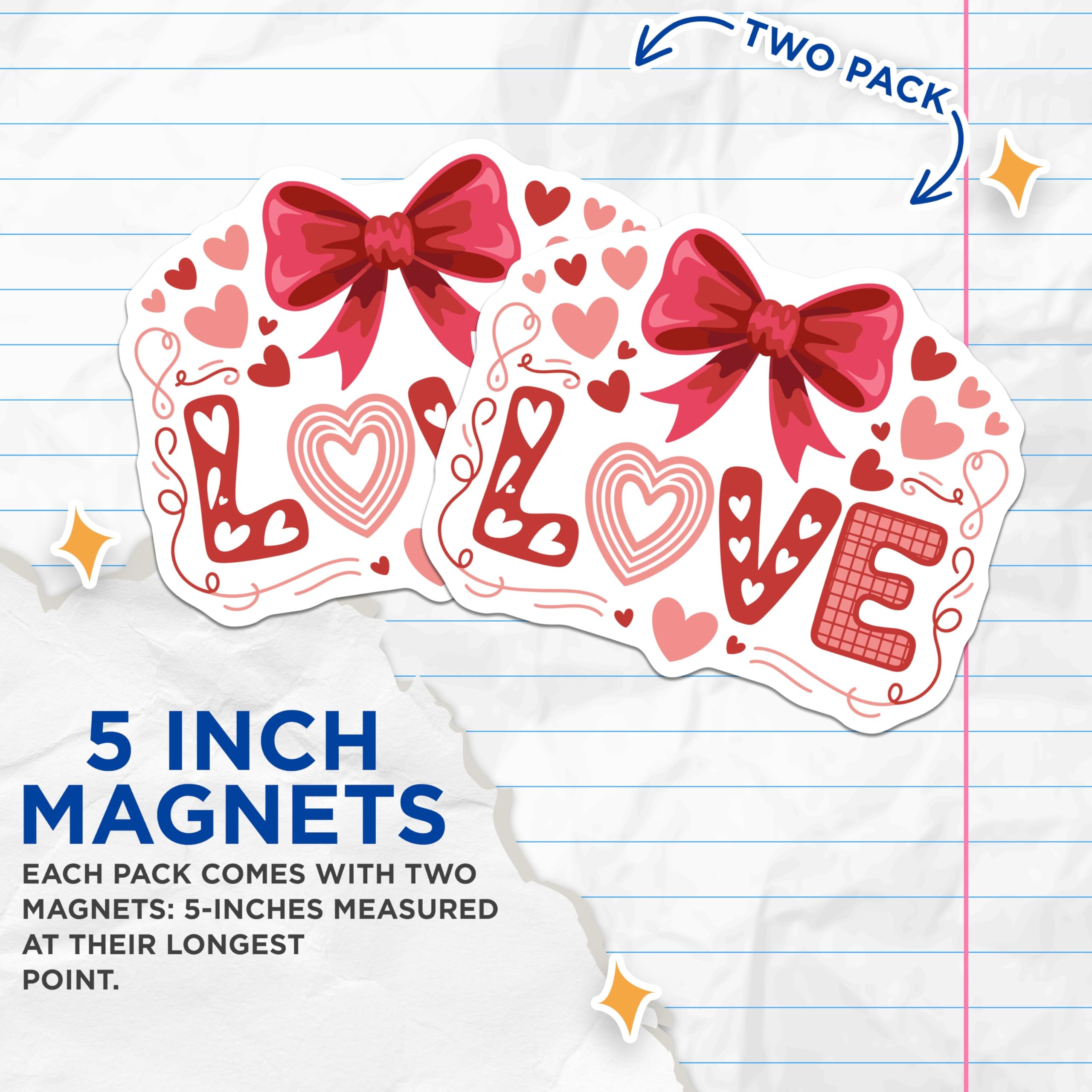 (2 Pack) Love Magnets - Heart Magnets - Valentine's Day Magnets - 5" On Longest Side - Premium Magnet - for Cars, Refrigerators, Toolboxes, Lockers - Made in USA - MAG15495