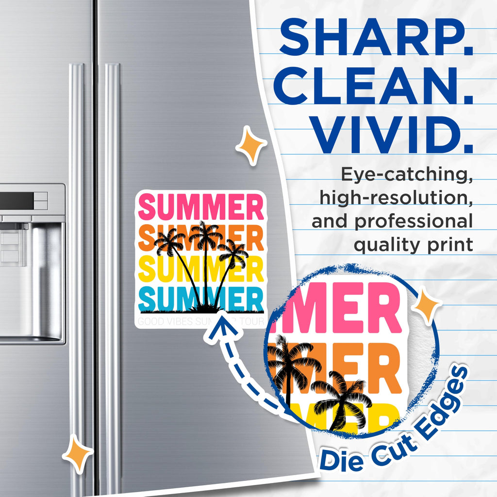 (2 Pack) Summer Vibes Magnets - Palm Tree Decor - Tropical Kitchen Fridge Locker Accessories - 5 Inches On Longest Side - Thick Durable Magnet - Made in USA - MAG22774
