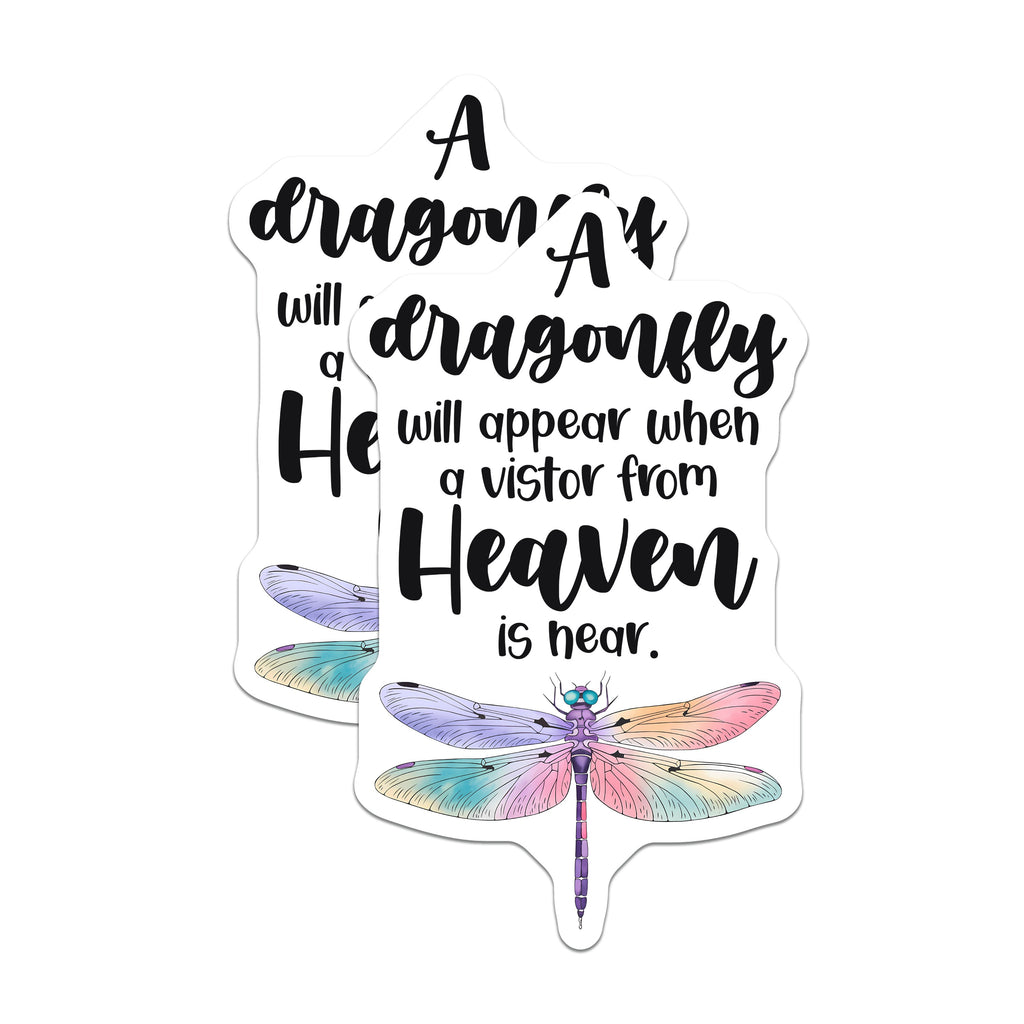 (2 Pack) Dragonfly Memorial Magnets - Heaven Visitor Sign - Sympathy Remembrance Loss Comfort Magnets - 5 Inches On Longest Side - Thick Durable Magnet - Made in USA - MAG37177