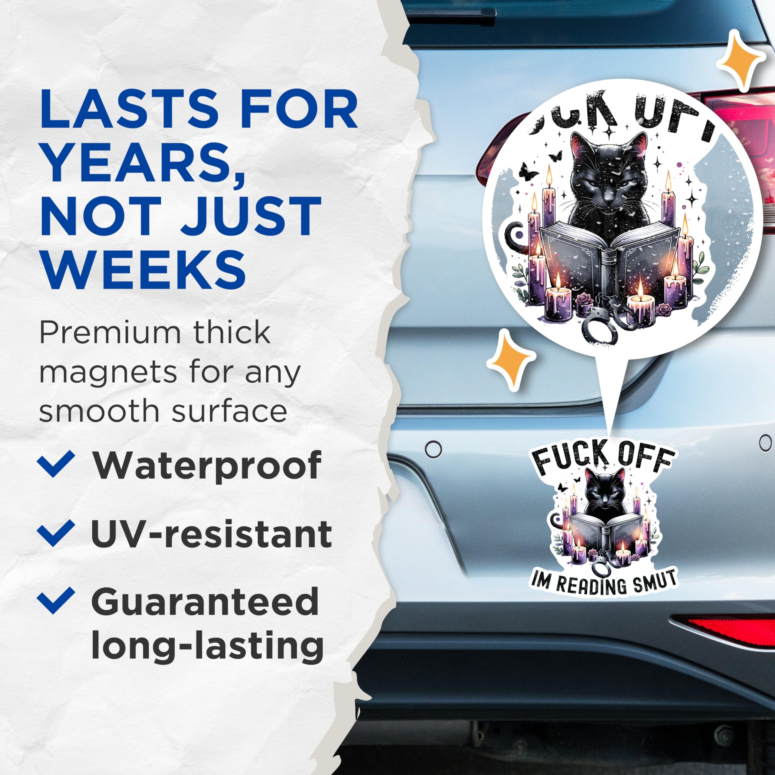 (2 Packs) F*** Off Im Reading Smut Magnets - Funny Cat Reading Magnets - 5 Inches On Longest Side - Premium Magnet - for Fridges, Toolboxes, Cars - Made in USA - MAG2522