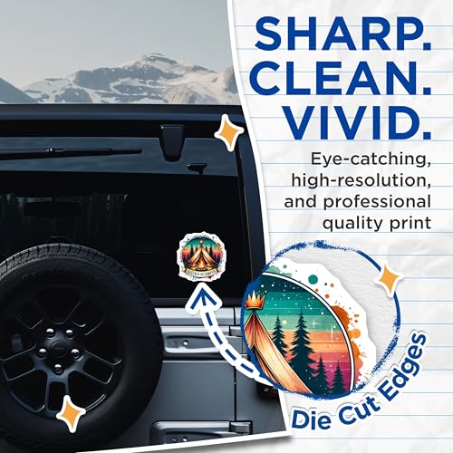 (2 Pack) Queen of The Camper Stickers - Camping Fun - Outdoor Adventure - 5" On Longest Side - Sticks to Smooth Flat Surfaces - Made in USA - BMCS6778