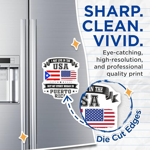 (2 Pack) USA Puerto Rico Magnets Magnets - Dual Flags - Puerto Rican Heritage - 5" On Longest Side - Made in USA - Sticks to Refrigerators & Metal Surfaces - MAG9011