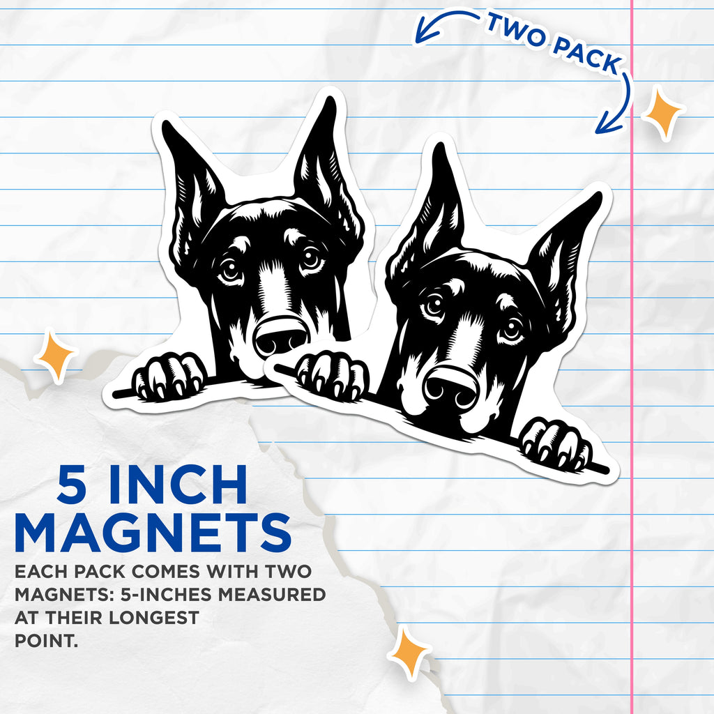 (2 Pack) Doberman Magnets - Doberman Pinscher Art - Dog Lover Decor - Pet Parent Refrigerator Magnets - 5 Inches On Longest Side - Thick Durable Magnet - Made in USA - MAG39794