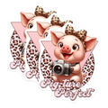 (3 Pack) Cute Pig Decals - Photographer Pig - Pig-ture Perfect Art - 3 Inches On Longest Side - Easy Peel & Apply - Made in USA - 3MCS6693