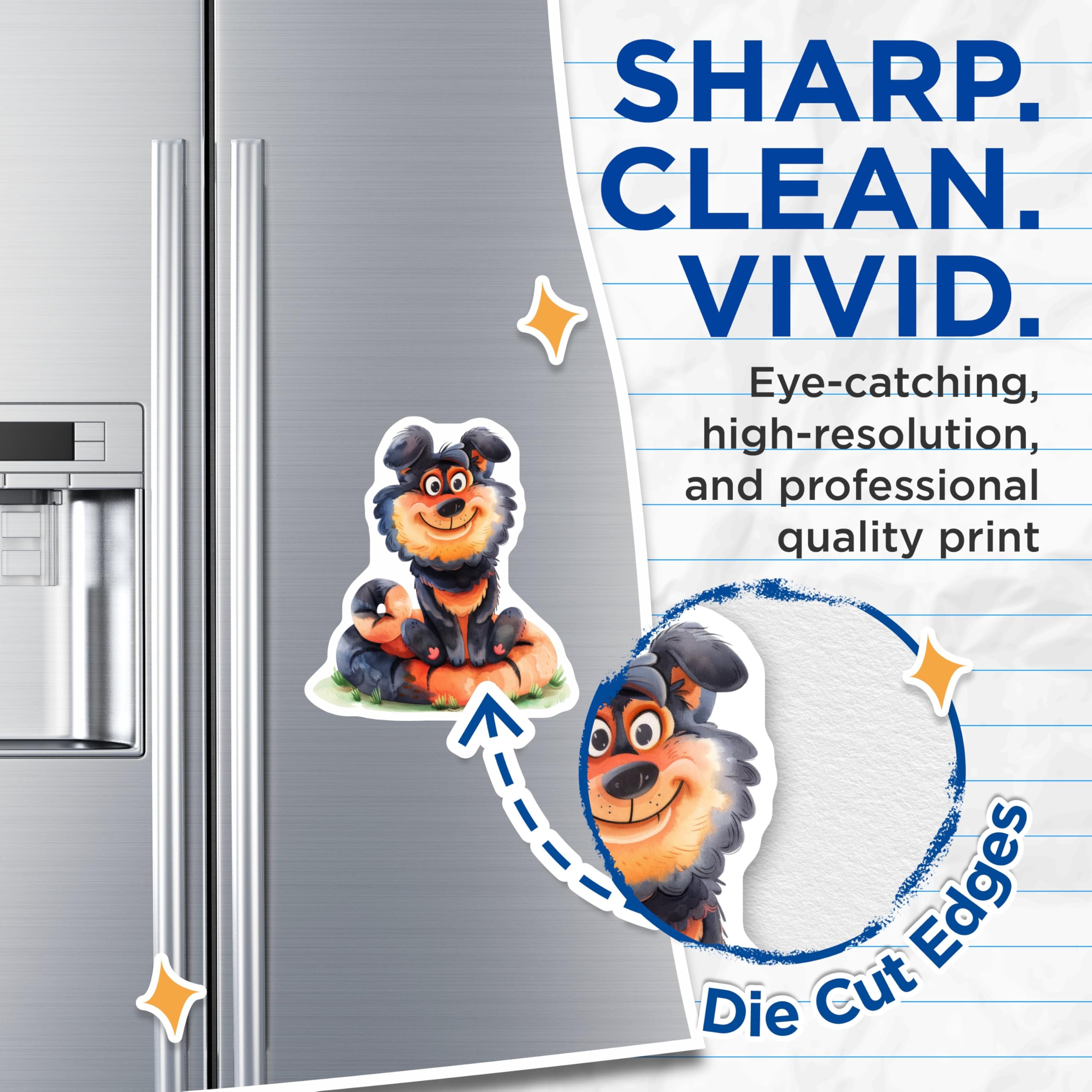 (2 Pack) Cute Dog Magnets - Smiling Puppy Pet Lover Art - Autumn Pumpkin Fridge Decor - 5 Inches On Longest Side - Thick Durable Magnet - Made in USA - MAG27674