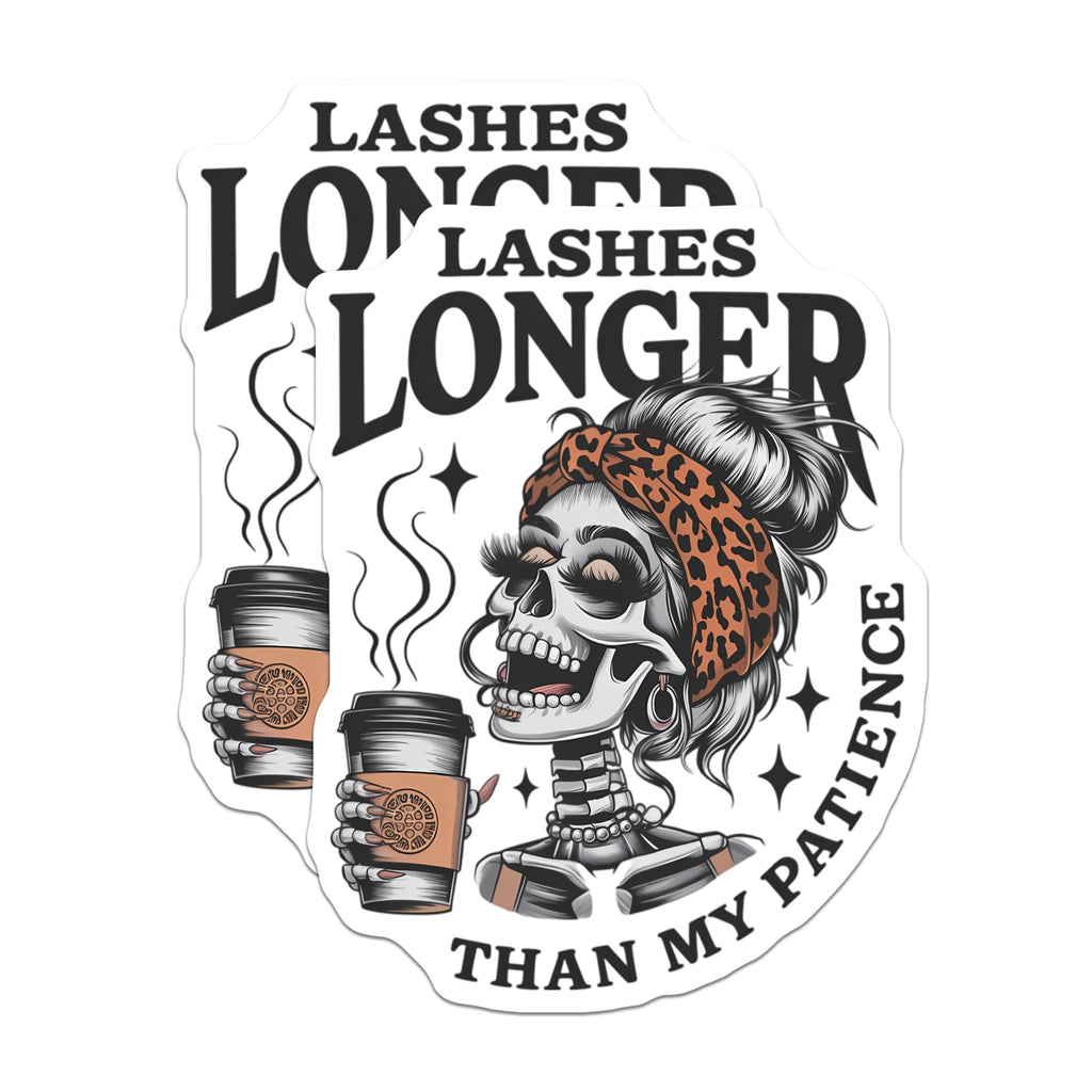 (2 Pack) Sassy Skeleton Magnets - Patience Quote Humor - Coffee Lover Decal Art - 5 Inches On Longest Side - Thick Durable Magnet - Made in USA - MAG22143