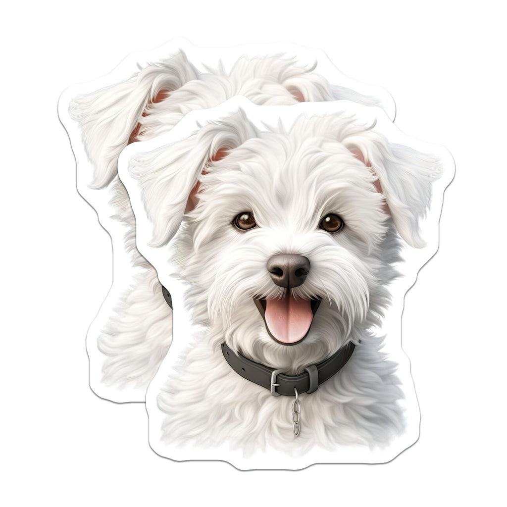 (2 Pack) White Fluffy Dog Magnets - Dog Mom Refrigerator Decor - Cute Puppy Animal Art - 5 Inches On Longest Side - Thick Durable Magnet - Made in USA - MAG29941