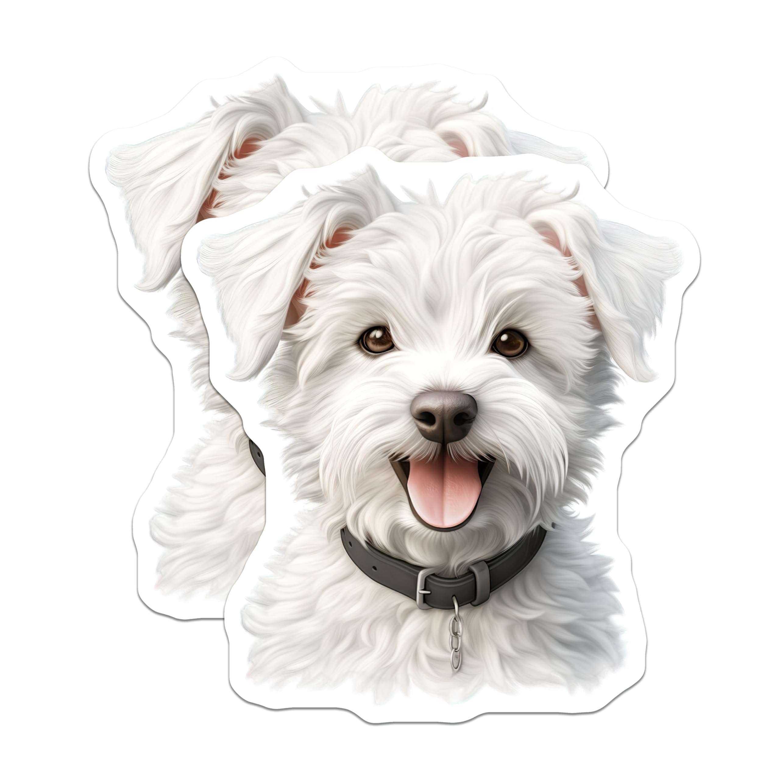 (2 Pack) White Fluffy Dog Magnets - Dog Mom Refrigerator Decor - Cute Puppy Animal Art - 5 Inches On Longest Side - Thick Durable Magnet - Made in USA - MAG29941