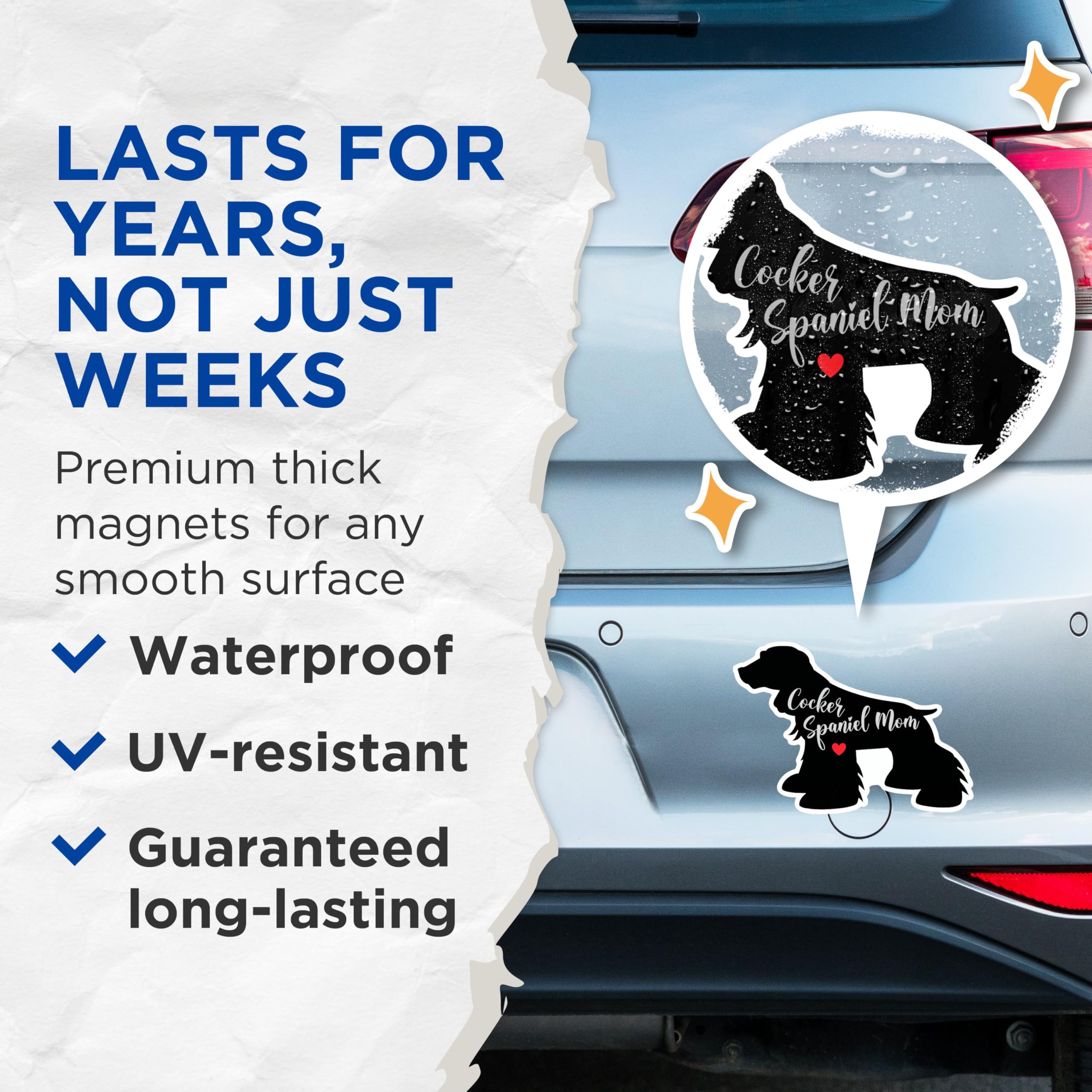 (2 Packs) Cocker Spaniel Mom Magnets - Cocker Spaniel Dog Breed Magnets - 5 Inches On Longest Side - Premium Magnet - for Fridges, Toolboxes, Cars - Made in USA - MAG2457