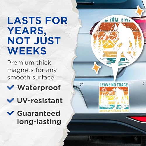 (2 Pack) Leave No Trace Magnets - American National Parks Magnets - Adventure Travel Magnets - 5" On Longest Side - for Cars, Refrigerators, Toolboxes, Lockers - Made in USA BMCS3363