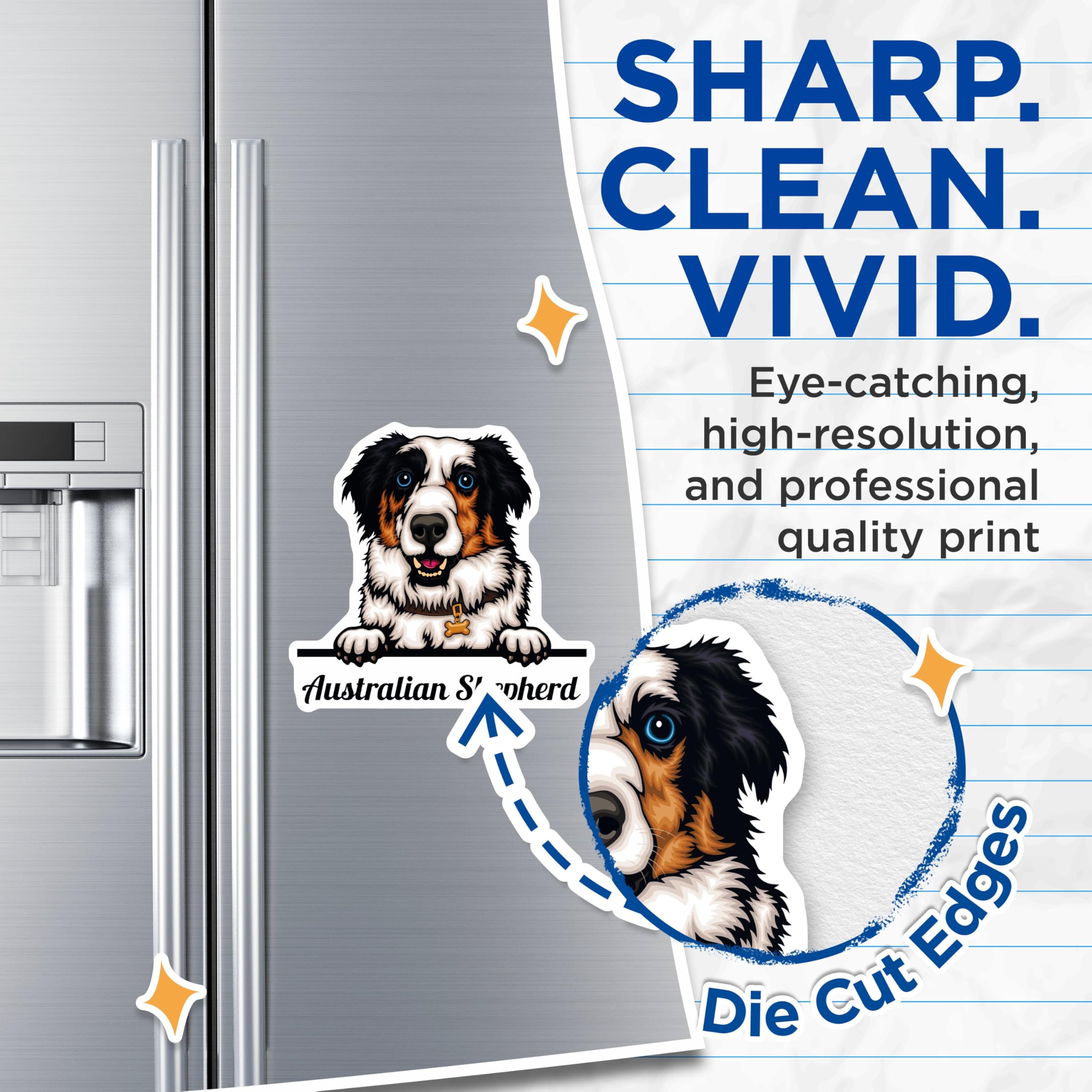 (2 Pack) Australian Shepherd Magnets - Dog Lover Gifts - Fridge - Pet Owner Home Magnet - 5" On Longest Side - for Cars, Fridges, Toolboxes - Made in USA - MAG4218