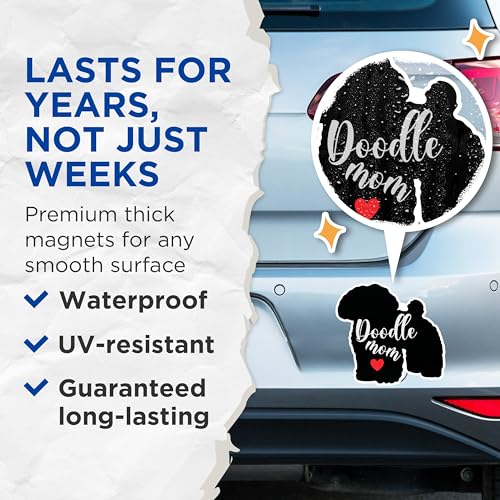 (2 Packs) Doodle Mom Magnets - Doodle Mom Lover Dog Breed Magnets - 5 Inches On Longest Side - Premium Magnet - for Fridges, Toolboxes, Cars - Made in USA - MAG2466
