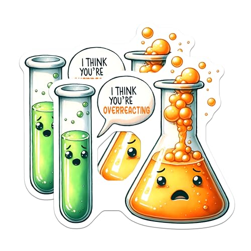 (2 Pack) Science Humor Magnets - Funny Overreaction Laboratory Decor - Cute Chemistry Fridge Accessories - 5" On Longest Side - for Cars, Fridges, Toolboxes - Made in USA - MAG8014