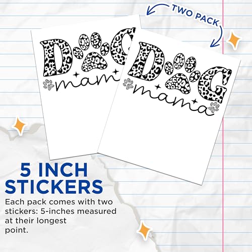 (2 Pack) Dog Mama Stickers - Animal Lover Stickers - Pet Owner Decals - 5" On Longest Side - Sticks to Any Smooth Flat Surface - Made in USA - BMCS3442
