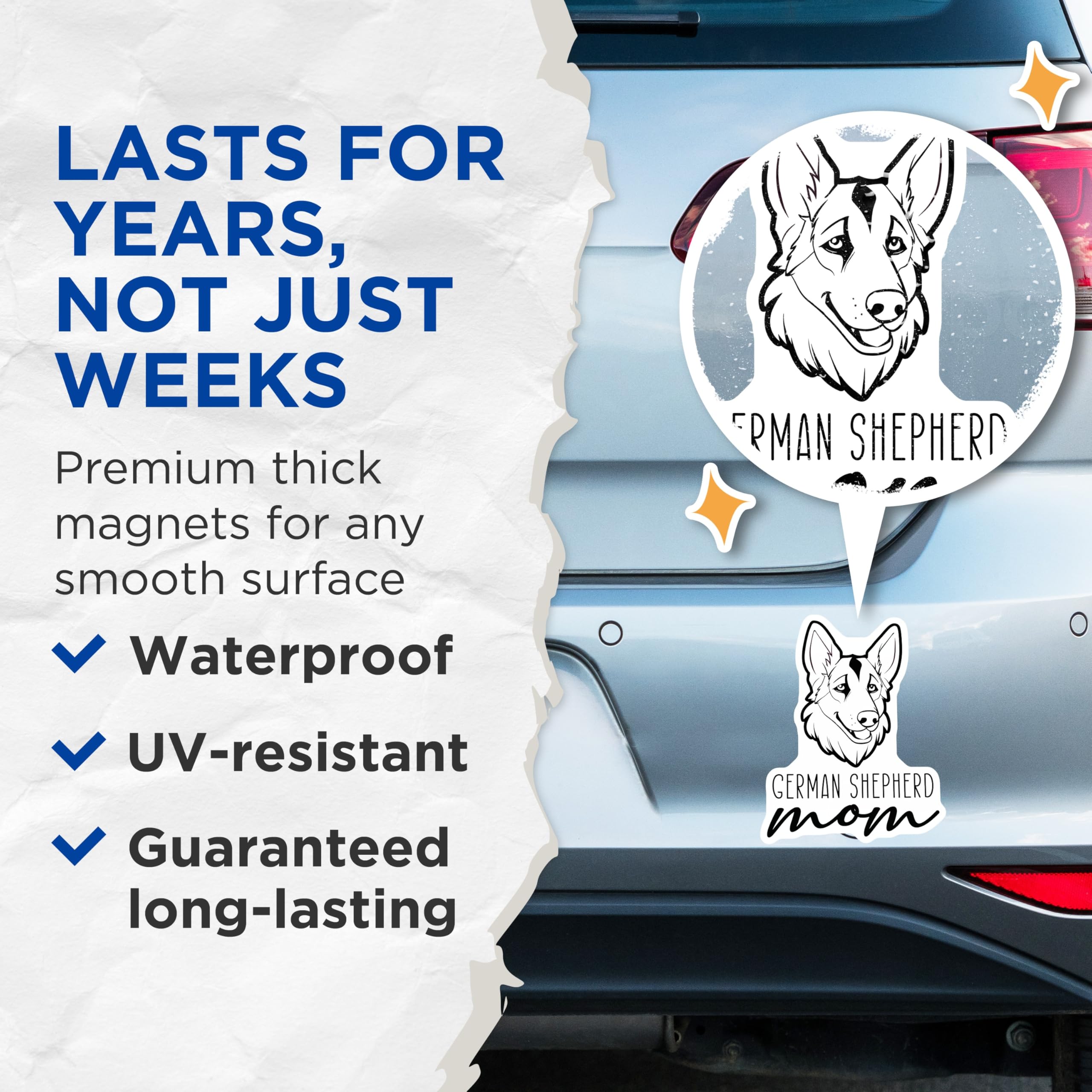 (2 Pack) German Shepherd Mom Magnets - Dog Lover Fridge Decor - GSD Parent Appliance Art - Canine Enthusiast - 5 Inches On Longest Side - Thick Durable Magnet - Made in USA - MAG27059