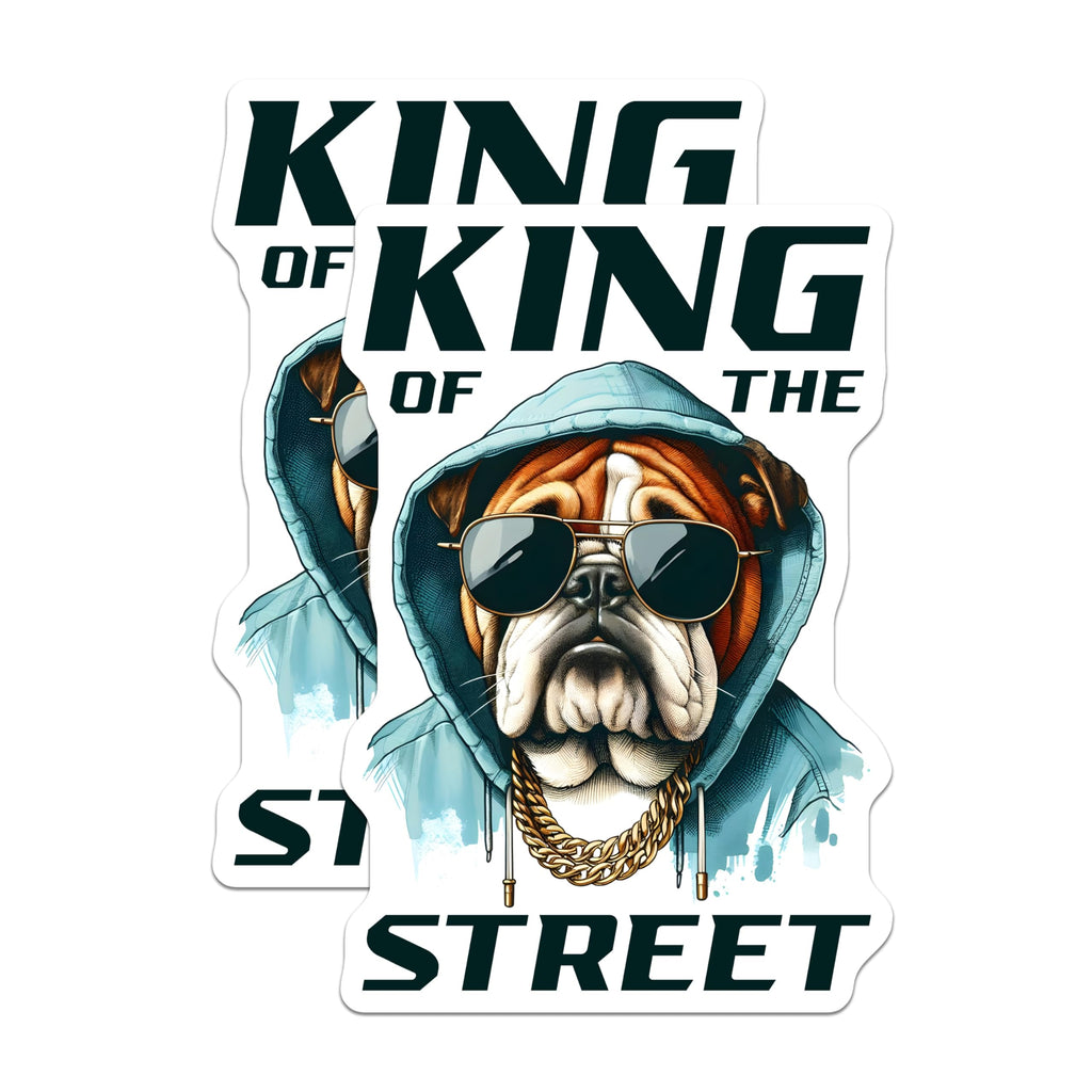 (2 Pack) Bulldog Magnets - King of Street - Cool Dog Fridge Magnets - 5" On Longest Side - Premium Magnet - for Cars, Refrigerators, Toolboxes, Lockers - Made in USA - MAG16647