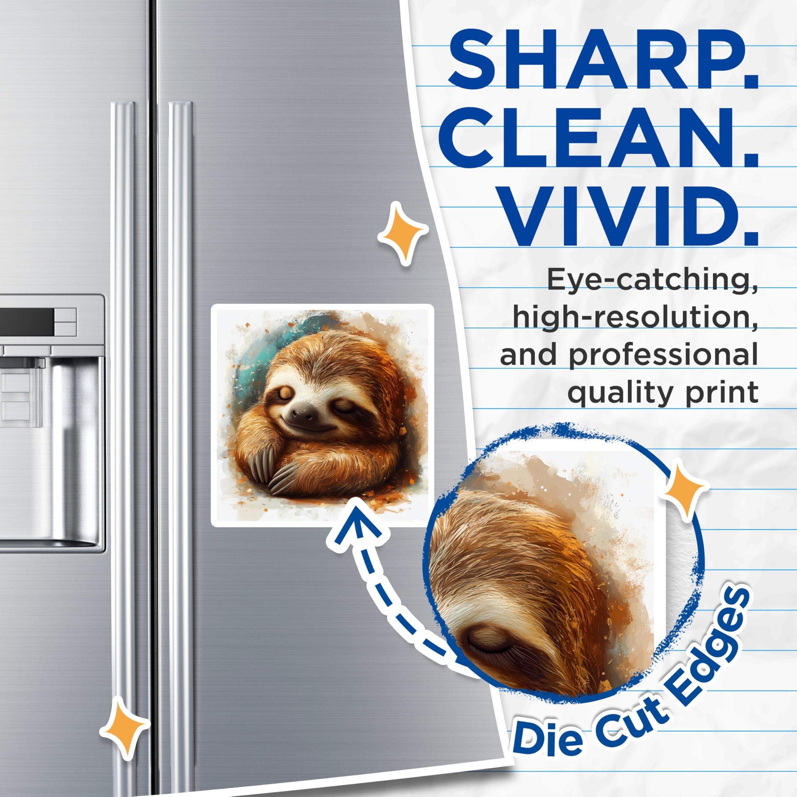 (2 Pack) Cute Sleeping Sloth Magnets - Baby Animal Decor - Cozy Aesthetic Fridge Locker Magnets - 5 Inches On Longest Side - Thick Durable Magnet - Made in USA - MAG26399