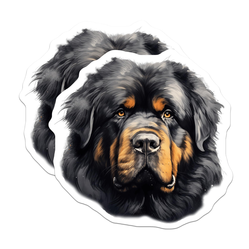 (2 Pack) Tibetan Mastiff Magnets - Regal Dog Breed Art - Big Canine Pet Owner Refrigerator Home Decor - 5 Inches On Longest Side - Thick Durable Magnet - Made in USA - MAG29628