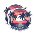 (2 Pack) Tropical Sunset Magnets - Palm Tree Beach Scene - Ocean Landscape Refrigerator Decor - 5 Inches On Longest Side - Thick Durable Magnet - Made in USA - MAG38179