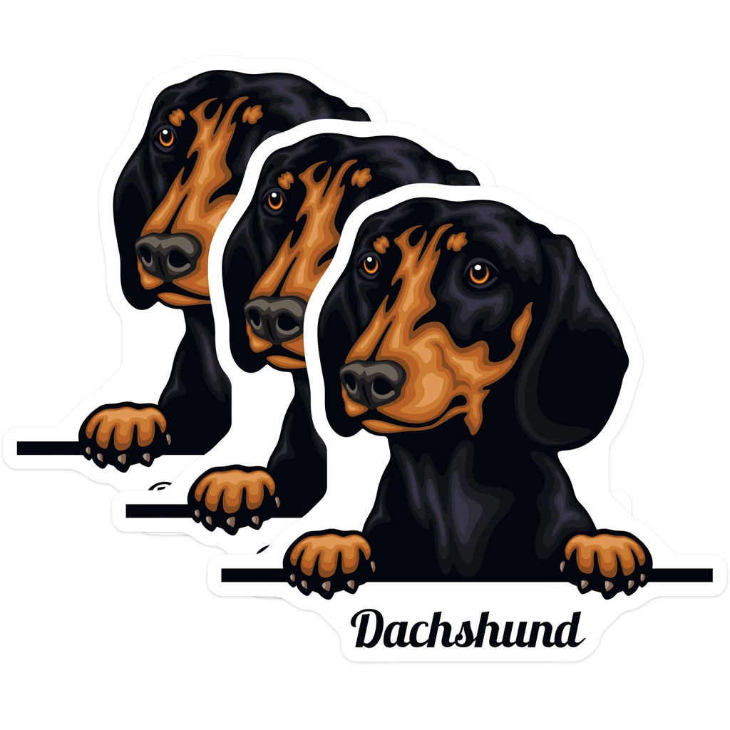(3 Pack) Dachshund Decals - Weiner Dog - Sausage Dog - 3 Inches On Longest Side - Easy Peel & Apply - Made in USA - 3MCS2996