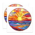 (2 Pack) Stained Glass Sunset Magnets - Ocean Horizon Art - Vibrant Sunrise - Coastal Home Decor - 5 Inches On Longest Side - Thick Durable Magnet - Made in USA - MAG29426
