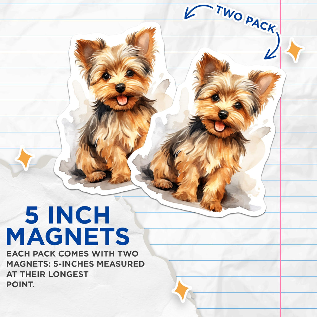 (2 Pack) Yorkshire Terrier Magnets - Cute Yorkie Dog Lover - Pet Owner Refrigerator Decor - 5 Inches On Longest Side - Thick Durable Magnet - Made in USA - MAG27816