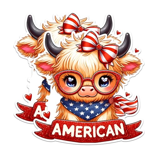 (2 Pack) American Cow Magnets - Patriotic Cow Magnets - Cute Animal Magnets for Fridge- 5" On Longest Side - for Fridges, Toolboxes, Cars - Made in USA - MAG2705