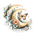 (2 Pack) Live to Wander Butterfly Stickers - Moon and Flowers Art - Wanderlust Vibes - 5" On Longest Side - Sticks to Smooth Flat Surfaces - Made in USA - BMCS9728