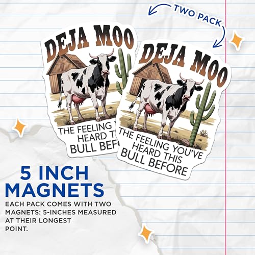 (2 Pack) Farmhouse Kitchen Decor Magnet - Cow Lover Gifts - 5" On Longest Side - Sticks to Smooth Flat Surfaces - Made in USA - MAG9584