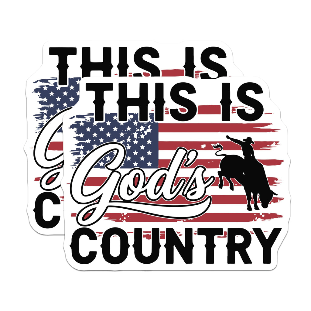 (2 Pack) Rodeo Magnets - American Flag Design - This is God's Country - 5" On Longest Side - Premium Magnet - for Cars, Refrigerators, Toolboxes, Lockers - Made in USA - MAG16019
