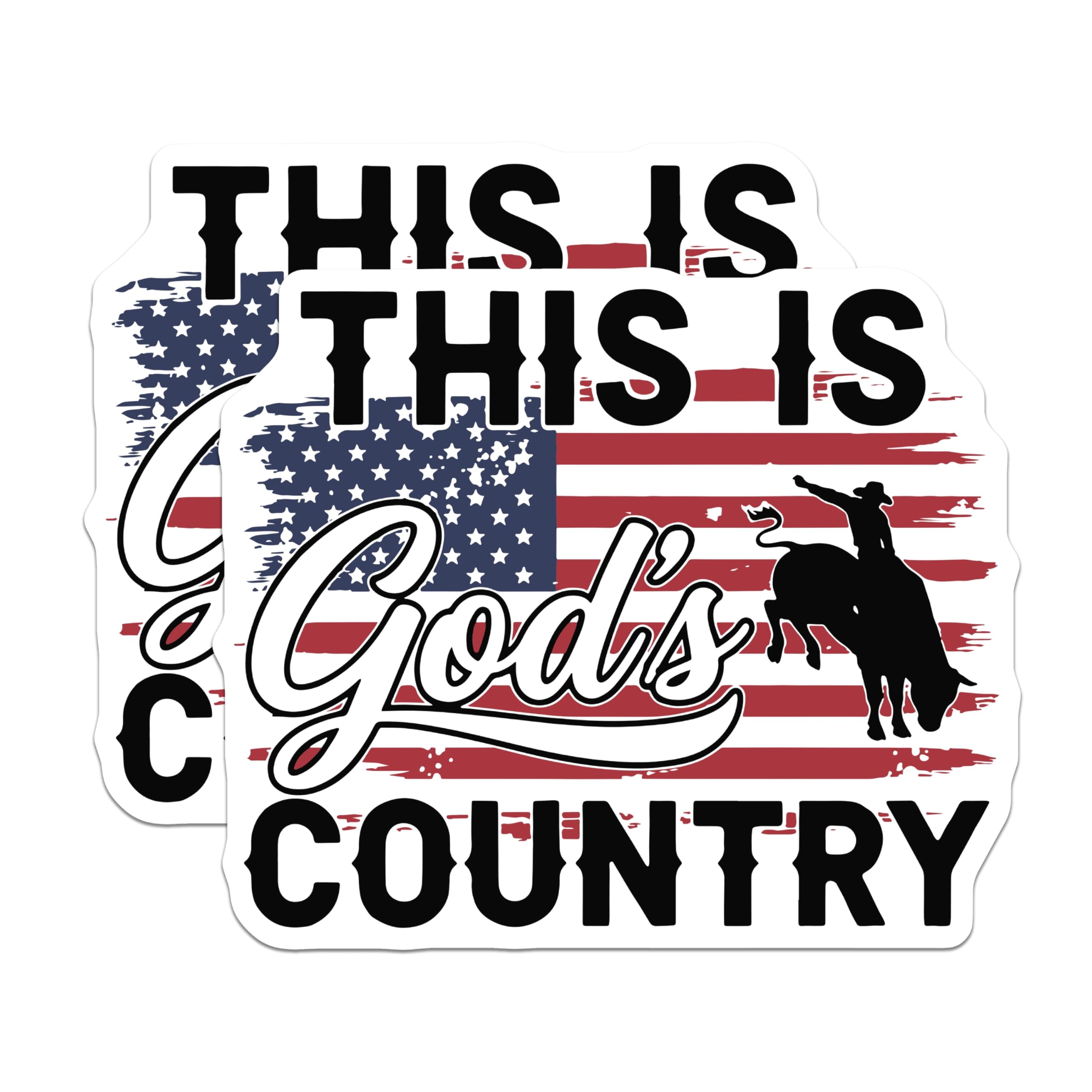 (2 Pack) Rodeo Magnets - American Flag Design - This is God's Country - 5" On Longest Side - Premium Magnet - for Cars, Refrigerators, Toolboxes, Lockers - Made in USA - MAG16019