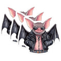 (3 Pack) Cool Bat Decals - Biker Bat Art - Laptop Decals - 3 Inches On Longest Side - Easy Peel & Apply - Made in USA - 3MCS8273