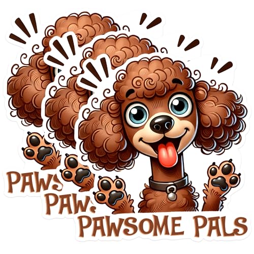 (3 Pack) Poodle Decals - Cute Dog Stickers - Pawsome Pals Laptop Decal - 3 Inches On Longest Side - Easy Peel & Apply - Made in USA - 3MCS1280