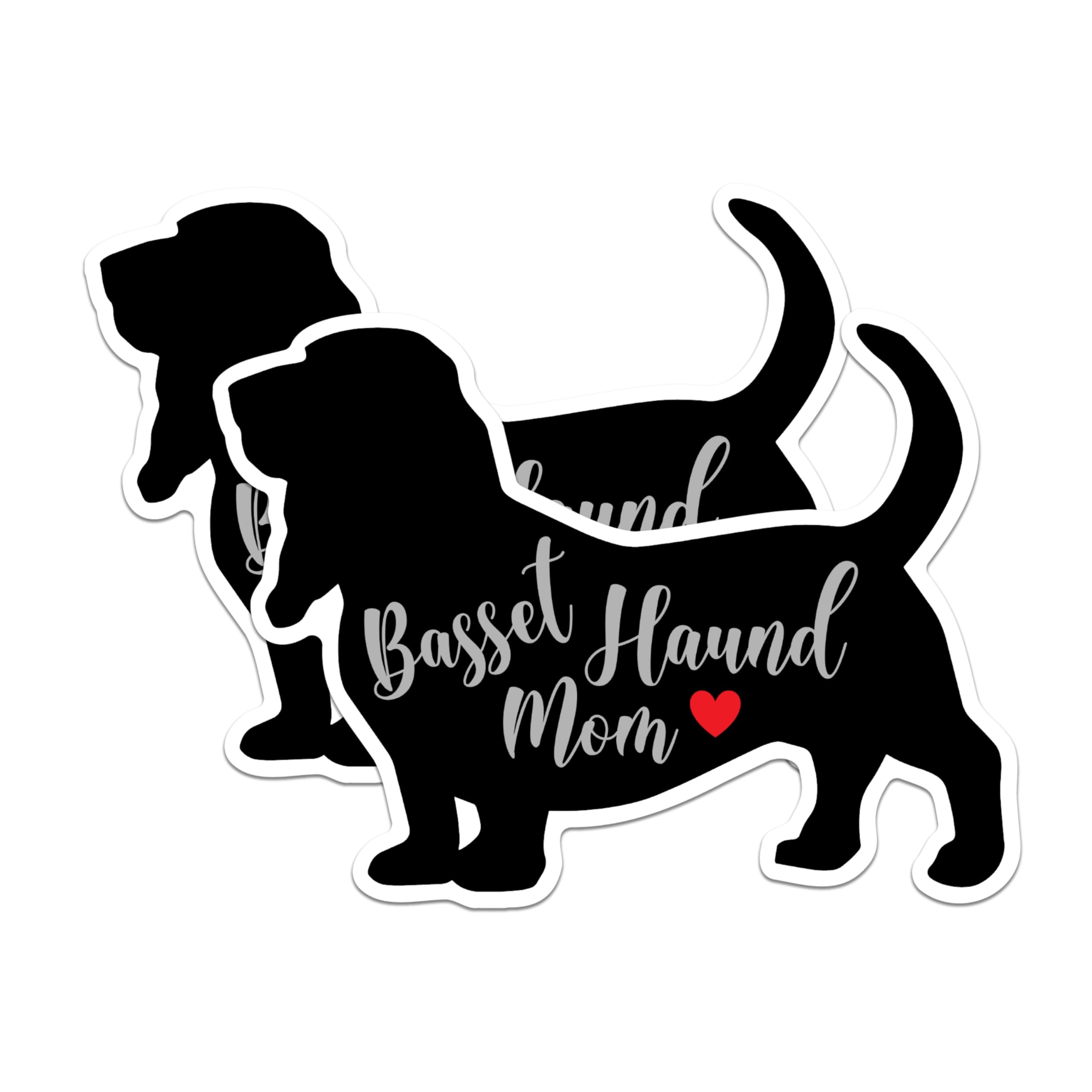 (2 Packs) Basset Hound Mom Magnets - Basset Hound Mom Dog Breed Magnets - 5 Inches On Longest Side - Premium Magnet - for Fridges, Toolboxes, Cars - Made in USA - MAG2453