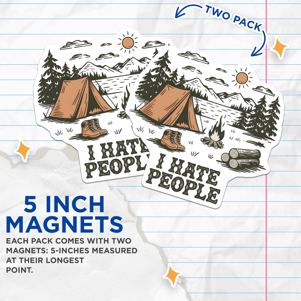 (2 Pack) Camping Scene Magnets - Introvert Quote - Anti Social Refrigerator Magnets - 5" On Longest Side - Premium Magnet - for Cars, Refrigerators, Toolboxes, Lockers - Made in USA - MAG17703