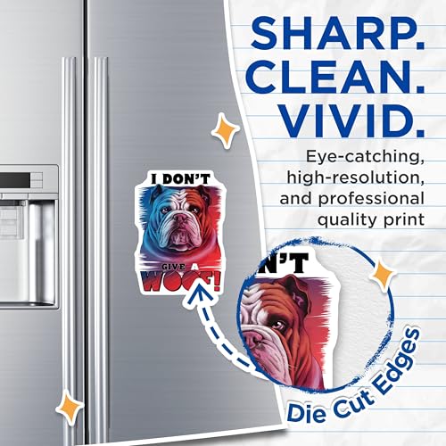 (2 Pack) Dog Lover Magnets Magnets - Funny Bulldog - I Don't Give a Woof Decor - 5" On Longest Side - Made in USA - Sticks to Refrigerators & Metal Surfaces - MAG8522