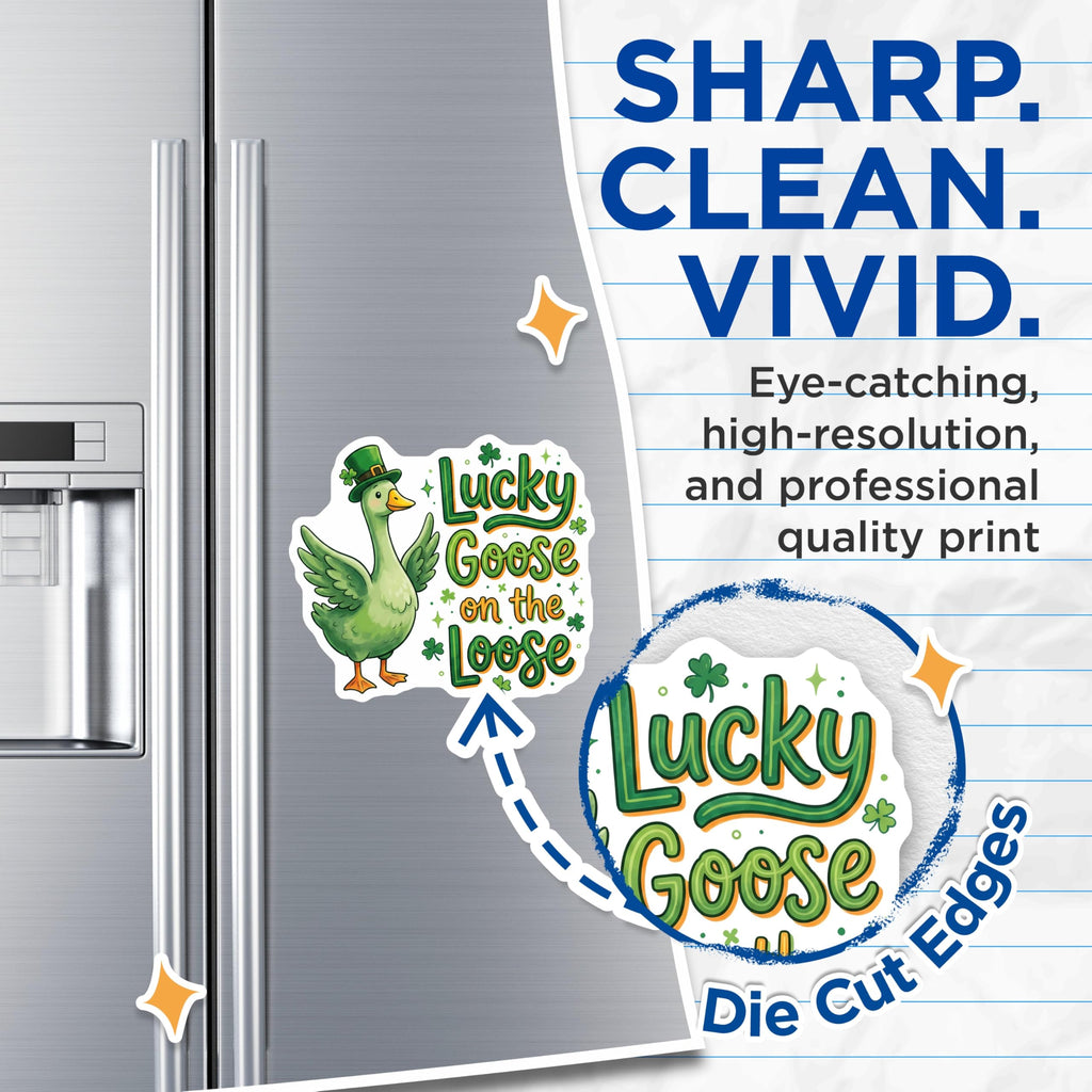 (2 Pack) Lucky Goose Magnets - St Patricks Day Goose Decor - Goose On The Loose Magnet - 5" On Longest Side - Premium Magnet - for Cars, Refrigerators, Toolboxes, Lockers - Made in USA - MAG16878