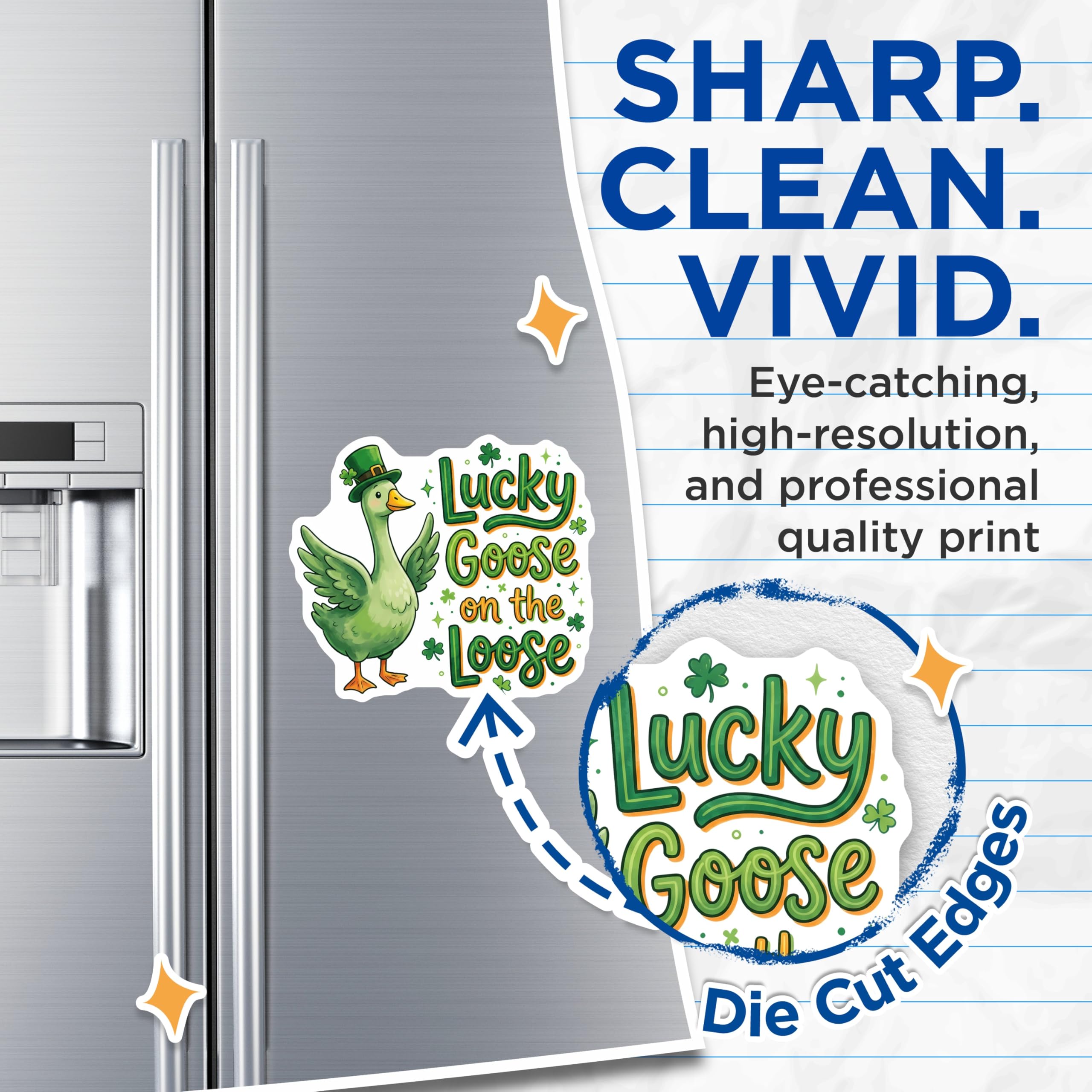 (2 Pack) Lucky Goose Magnets - St Patricks Day Goose Decor - Goose On The Loose Magnet - 5" On Longest Side - Premium Magnet - for Cars, Refrigerators, Toolboxes, Lockers - Made in USA - MAG16878