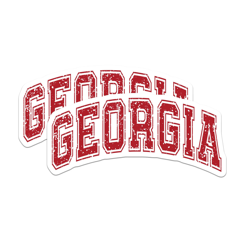 (2 Pack) Georgia Magnets - Red Lettering - College Sports Team Merch - 5" On Longest Side - Premium Magnet - for Cars, Refrigerators, Toolboxes, Lockers - Made in USA - MAG18899