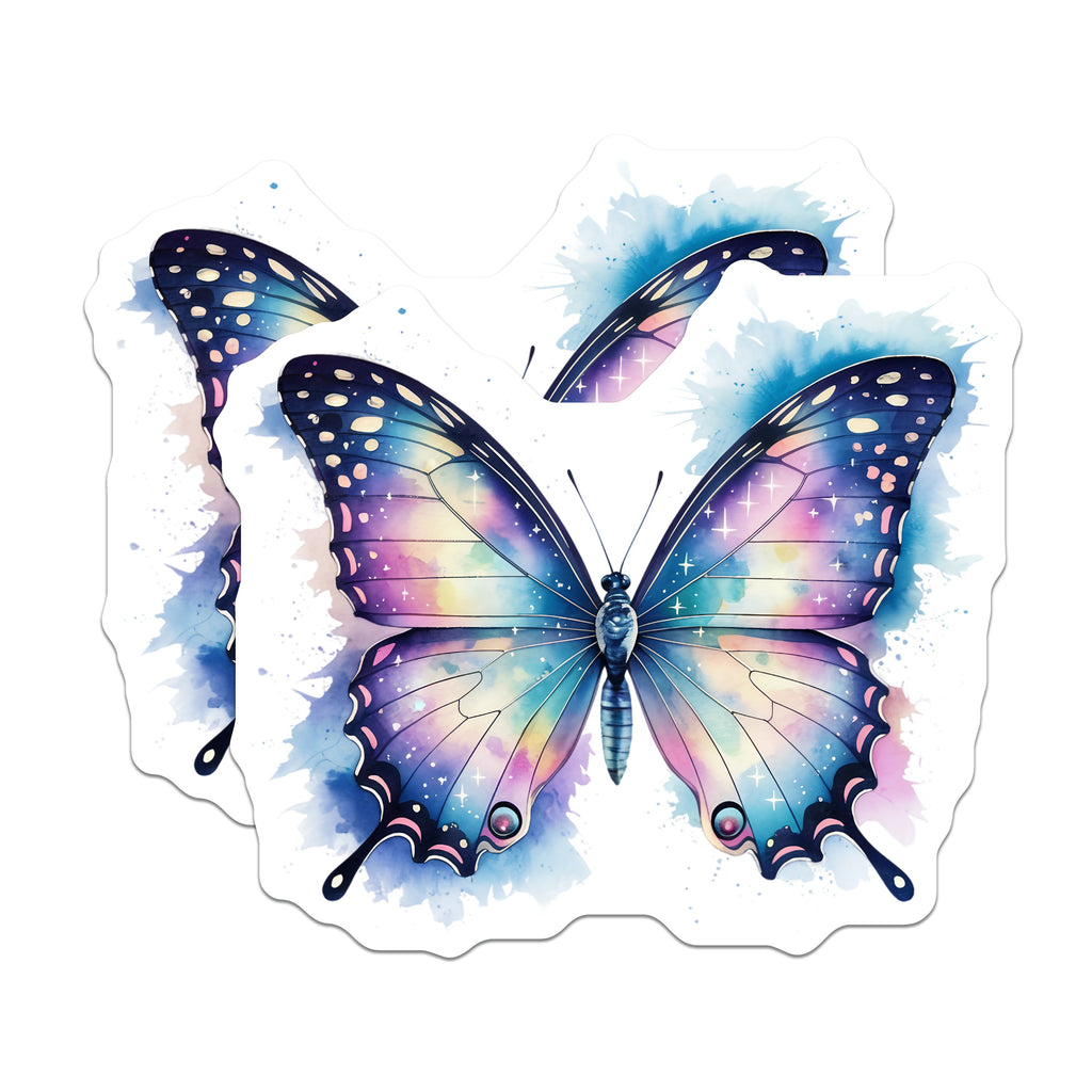 (2 Pack) Galaxy Butterfly Magnets - Watercolor Celestial Decor - Whimsical Aesthetic Fridge Locker - 5 Inches On Longest Side - Thick Durable Magnet - Made in USA - MAG36519