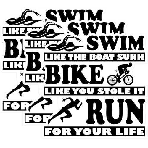 (3 Pack) Triathlon Decals - Swim Bike Run - Motivation Decals - 3 Inches On Longest Side - Easy Peel & Apply - Made in USA - 3MCS1343