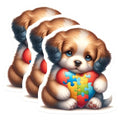 (3 Pack) Puppy Autism Decals - Heart Puzzle Decal - Laptop Decal - 3 Inches On Longest Side - Easy Peel & Apply - Made in USA - 3MCS8238