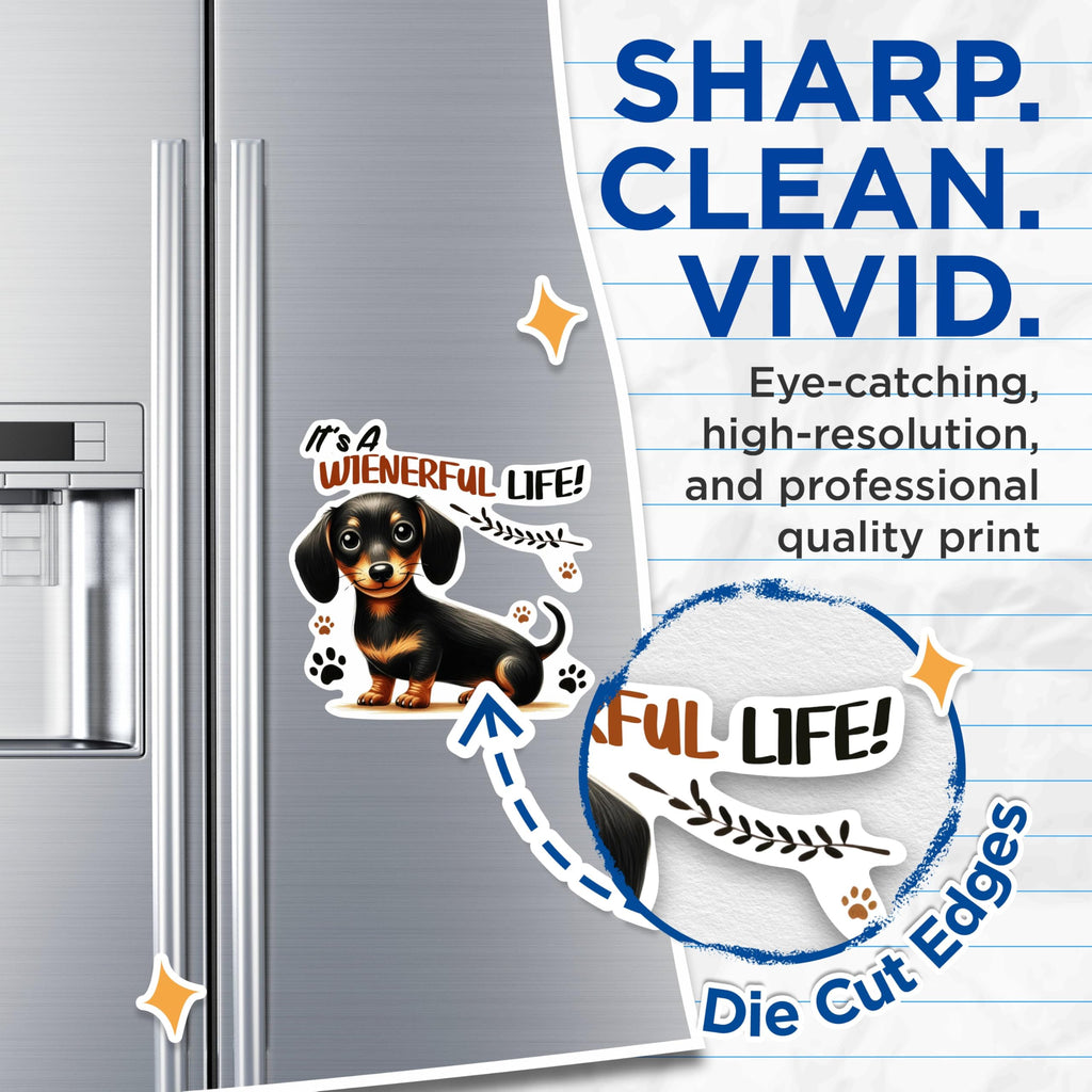 (2 Pack) It's A Wienerful Life Magnets - 5 Inches On Longest Side - Premium Magnet - for Cars, Refrigerators, Toolboxes - Made in USA - MAG1993