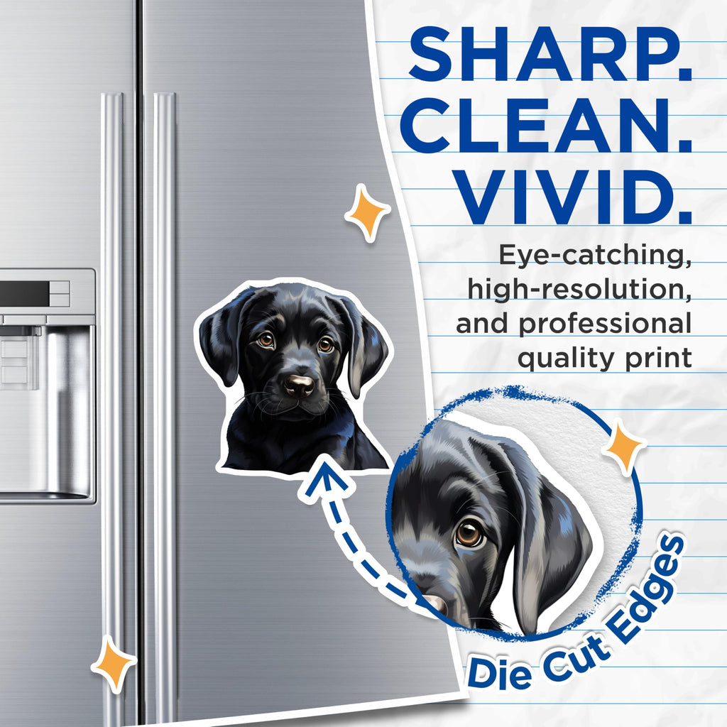 (2 Pack) Black Lab Puppy Magnets - Labrador Retriever Decor - Dog Lover Refrigerator Art - 5 Inches On Longest Side - Thick Durable Magnet - Made in USA - MAG23948