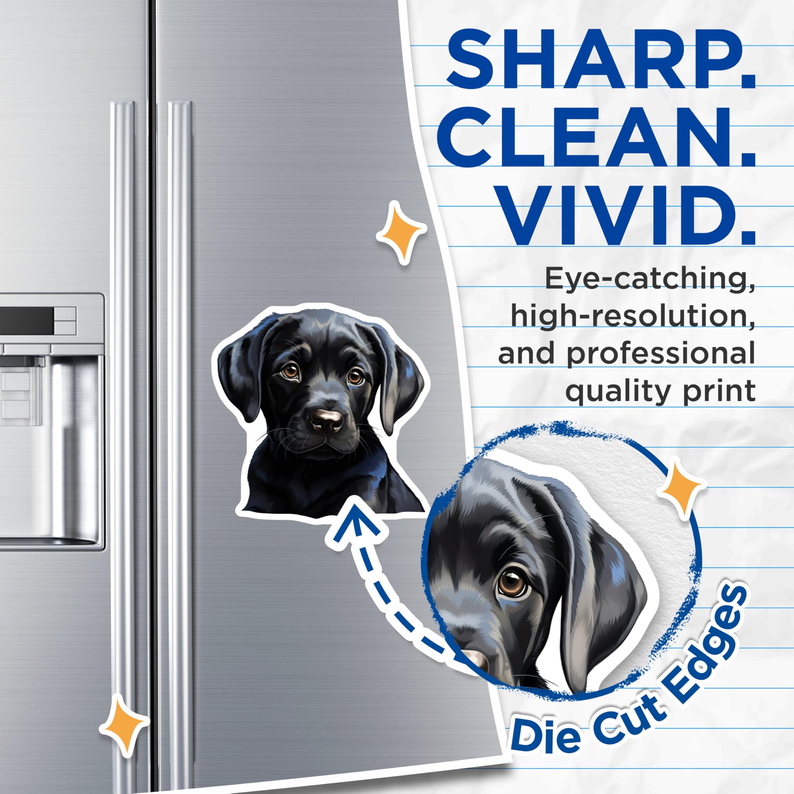 (2 Pack) Black Lab Puppy Magnets - Labrador Retriever Decor - Dog Lover Refrigerator Art - 5 Inches On Longest Side - Thick Durable Magnet - Made in USA - MAG23948