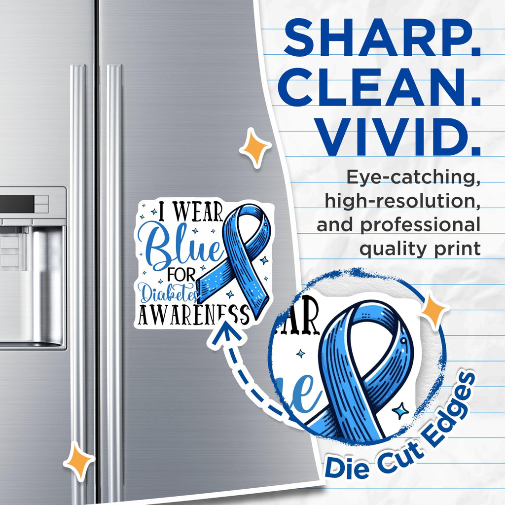 (2 Pack) Awareness Magnets - Diabetes Awareness - I Wear Blue Magnets - 5" On Longest Side - for Cars, Fridges, Toolboxes - Made in USA - MAG3818