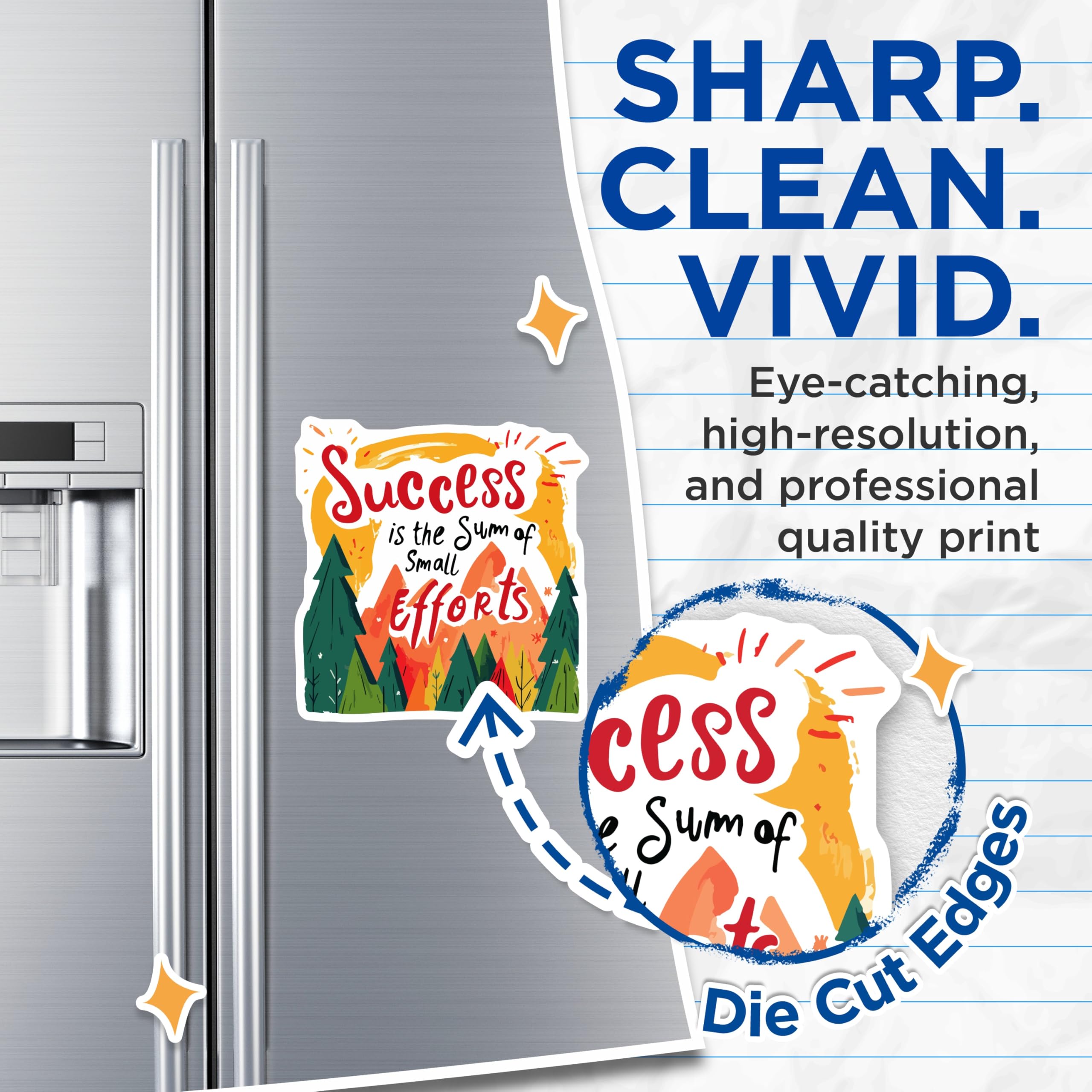 (2 Pack) Success is Small Efforts Magnets - Daily Inspirational Quote - Growth Mindset Fridge Art - 5 Inches On Longest Side - Thick Durable Magnet - Made in USA - MAG19985
