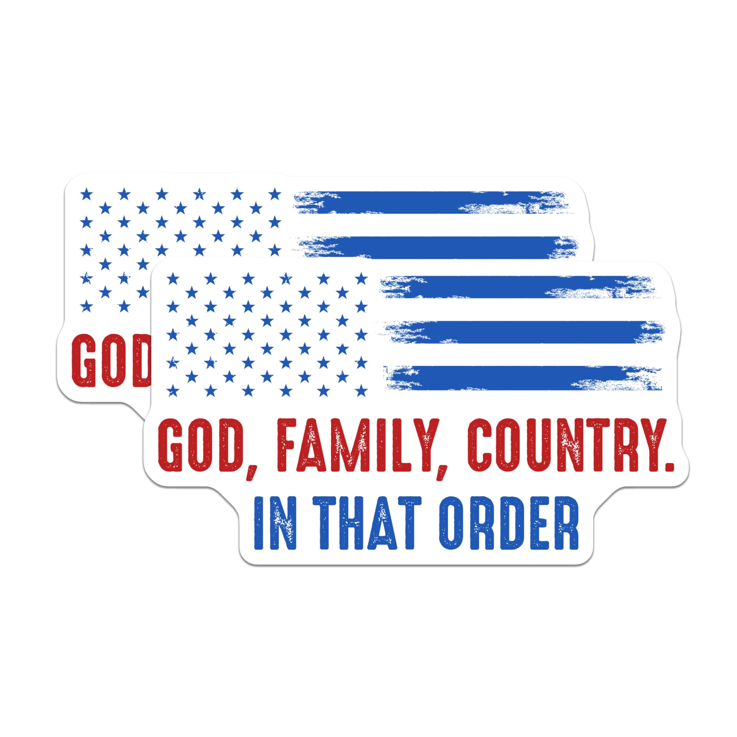 (2 Pack) Patriotic American Flag Magnets - God Family Country in that Order - USA Values Freedom Decor - 5 Inches On Longest Side - Thick Durable Magnet - Made in USA - MAG24811