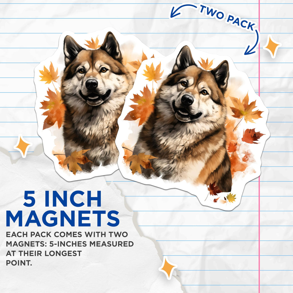 (2 Pack) Akita Dog Refrigerator Magnets - Happy Fall Decor - Animal Lover Kitchen Magnets - 5 Inches On Longest Side - Thick Durable Magnet - Made in USA - MAG26103