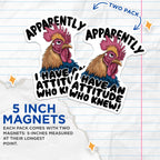 (2 Pack) Funny Chicken Magnets - Sarcastic Kitchen - Farmhouse Chicken Art Magnets for Refrigerator - 5" On Longest Side - for Cars, Fridges, Toolboxes - Made in USA - MAG4547